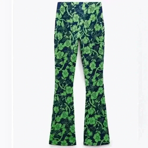 Zara High Waisted Jacquard Wide leg Pants - Picture 4 of 11